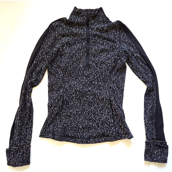 Lululemon Run Briskly 1/2 Zip Jacquard Black White Black Women's Sz 6 - Picture 1 of 14